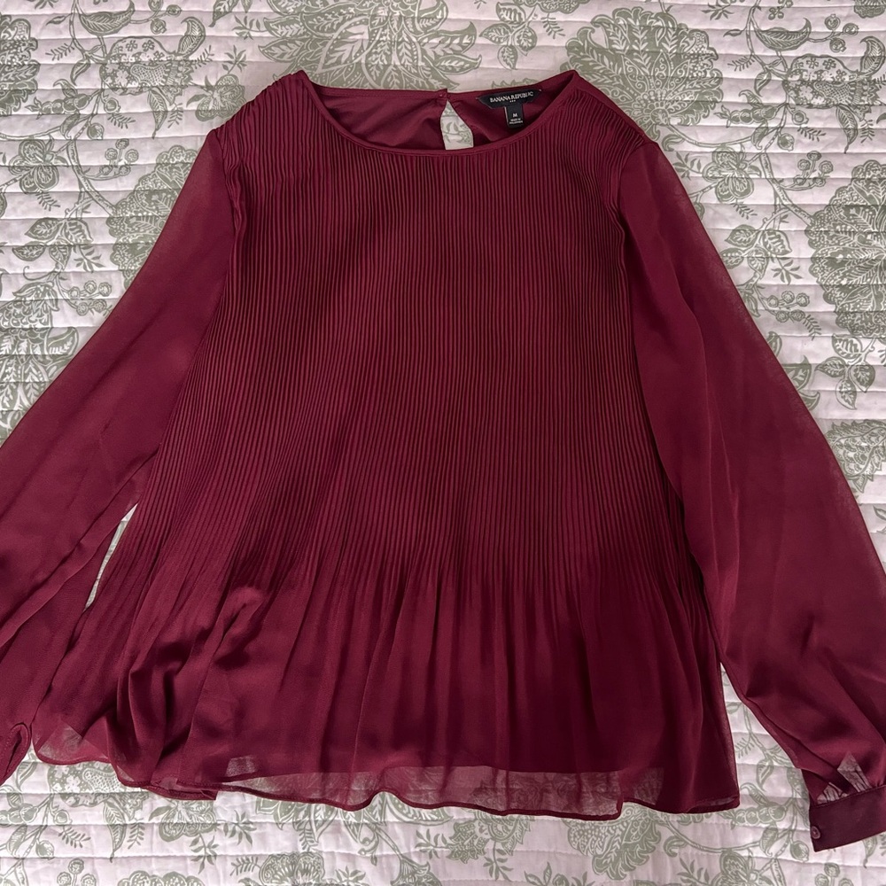 Banana Republic Deep Red Pleated Blouse
